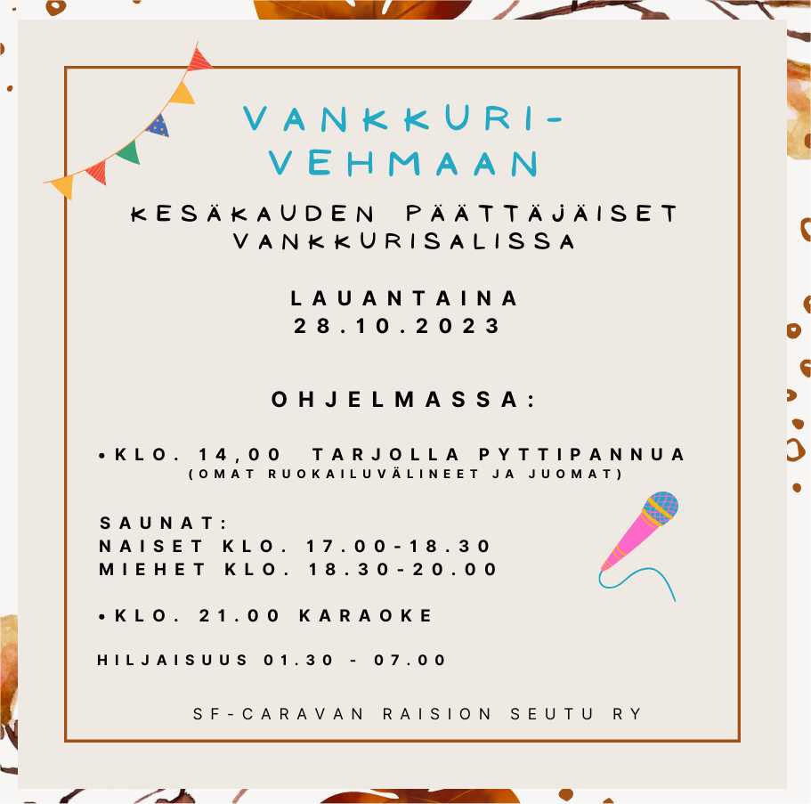 Ilmoitus kesäkauden päättäjäisistä 28.10.2023